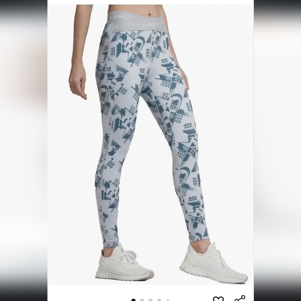 Cultsport Absolute Fit Cross Waist Abstract Grey Print Tights Sz S